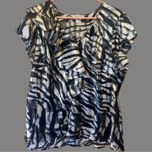 Alison Taylor Satin Zebra Print Blouse Size 2X
